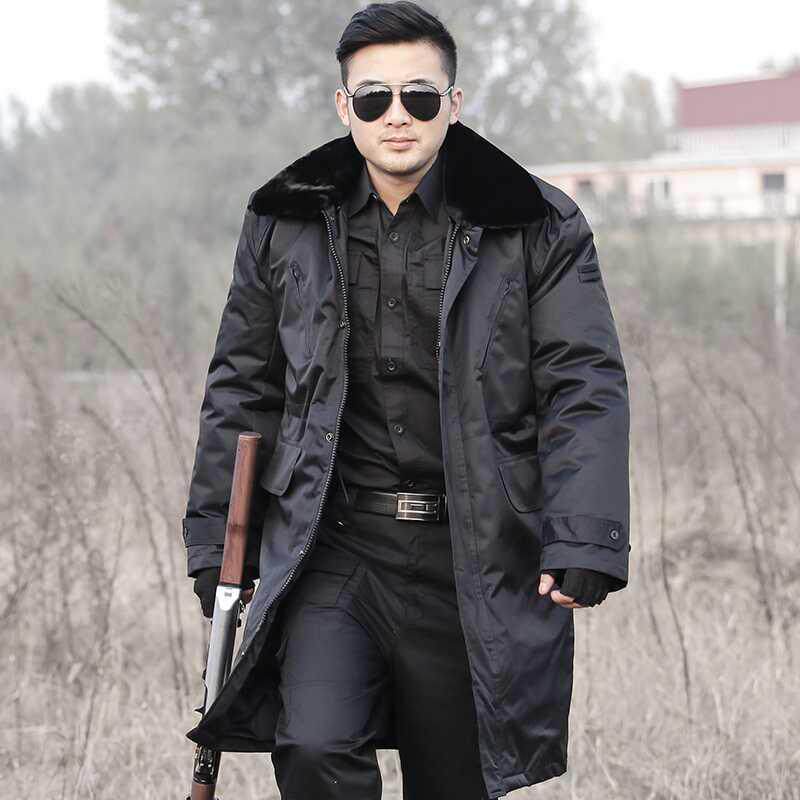 Military cotton great clothes men's winter thickened long version of anti-cold and warm security guard service meme coat of cotton
