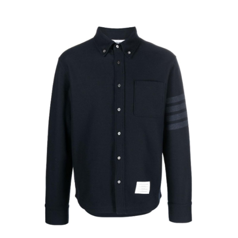 Thom Browne/Tom Brown Single-Breasted Long-Sleeved Shirt for Men, Navy Blue Mjt361A-06772