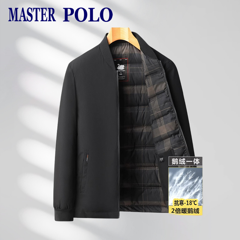 Paul's Winter Warm down Jacket for Middle-Aged and Elderly Men, Short Style with Goose Down, Stand Collar Jacket for Middle-Aged Dads