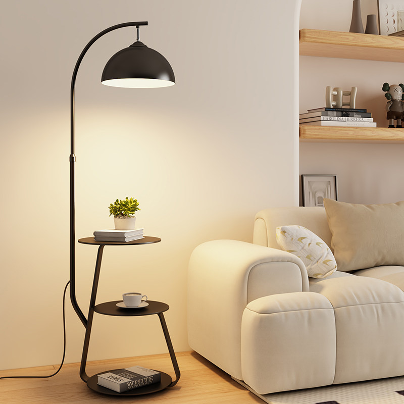 Nordic tea table integrated floor lamp minimalist Dining Room Bedroom Bedside Headlights Idea with bed head cabinet Vertical table lamp-Taobao