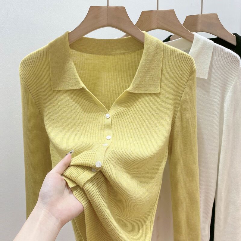 Lapel Knit Cardigan Women's Clothing 2026 Early Spring New Style Polo Collar Elegant Lazy Fashion Niche Top