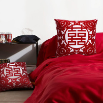 Wedding Festive with a pair of weddings Festive Plush Pillow Newlywed Wedding with Pillow Wedding Cushions Red