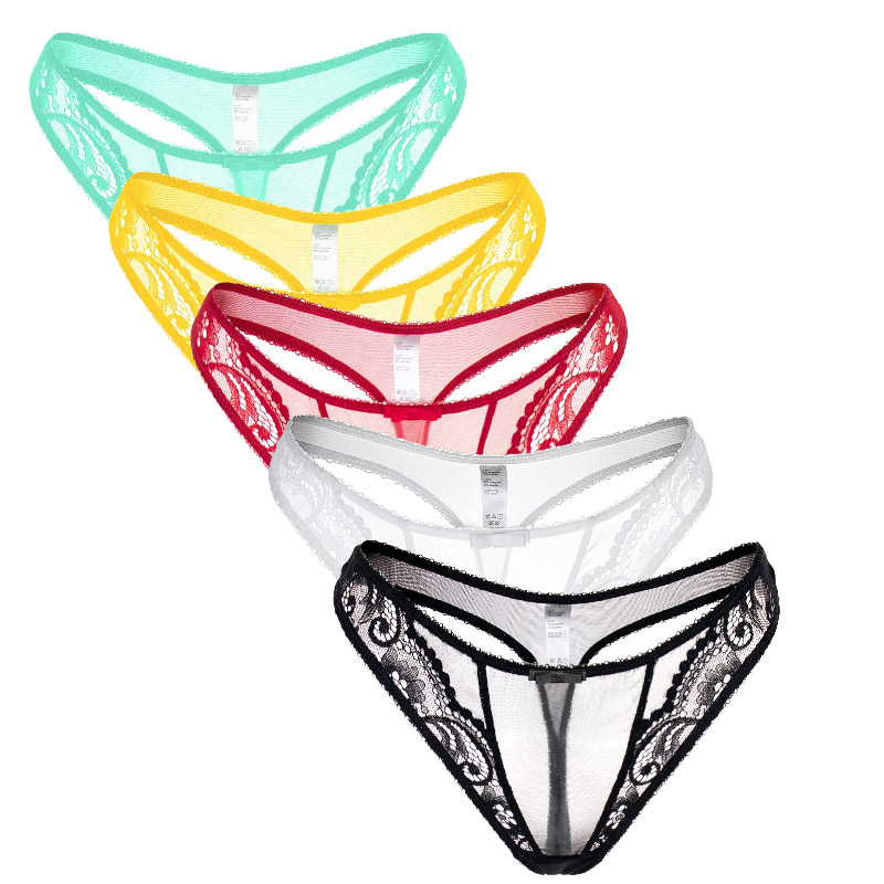 Sexy lace ultra-thin transparent temptation T-pants women's underwear bow thong seamless low-waist mesh see-through show