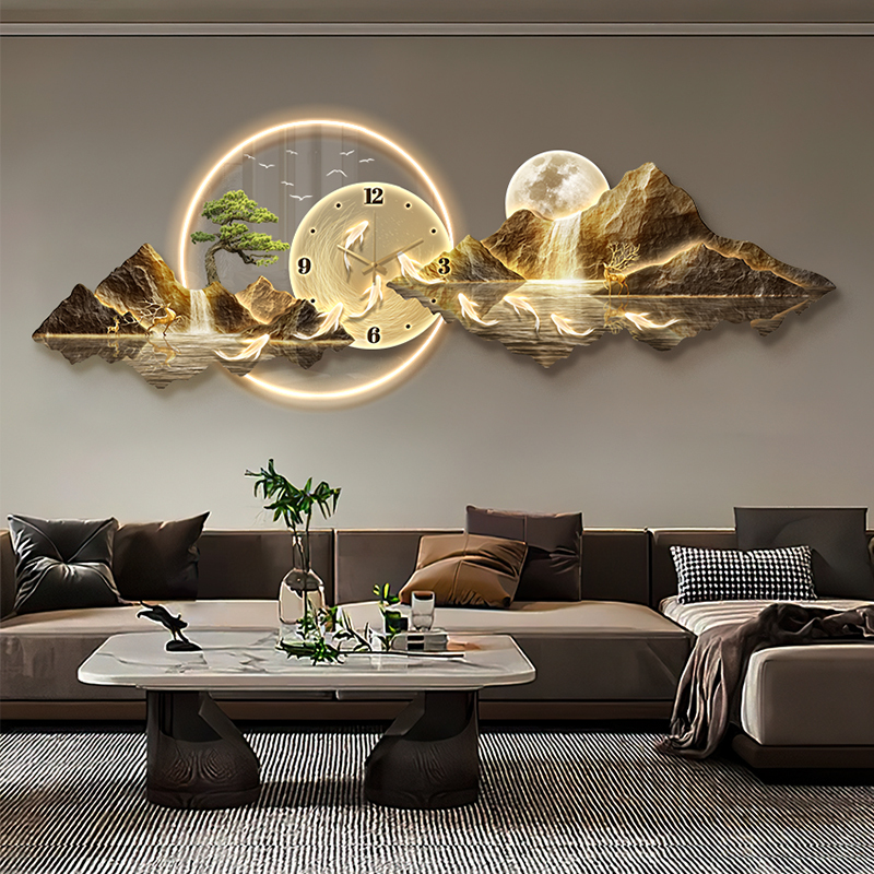 2025 New Model Wall-Mounted Decorative Painting with Clock for Living Room, High-End Sofa Background Wall Hanging Painting, Rizhao Jinshan Wall Lamp 2025 New Model Wall-Mounted Decorative Painting with Clock for Living Room, High-End Sofa Background Wall Hanging Painting, Rizhao Jinshan Wall Lamp
