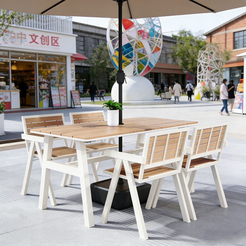 New Courtyard Outdoor Table and Chair Set, Commercial Street Square Park Leisure Dining Table and Chair Combination, Waterproof and Sunproof
