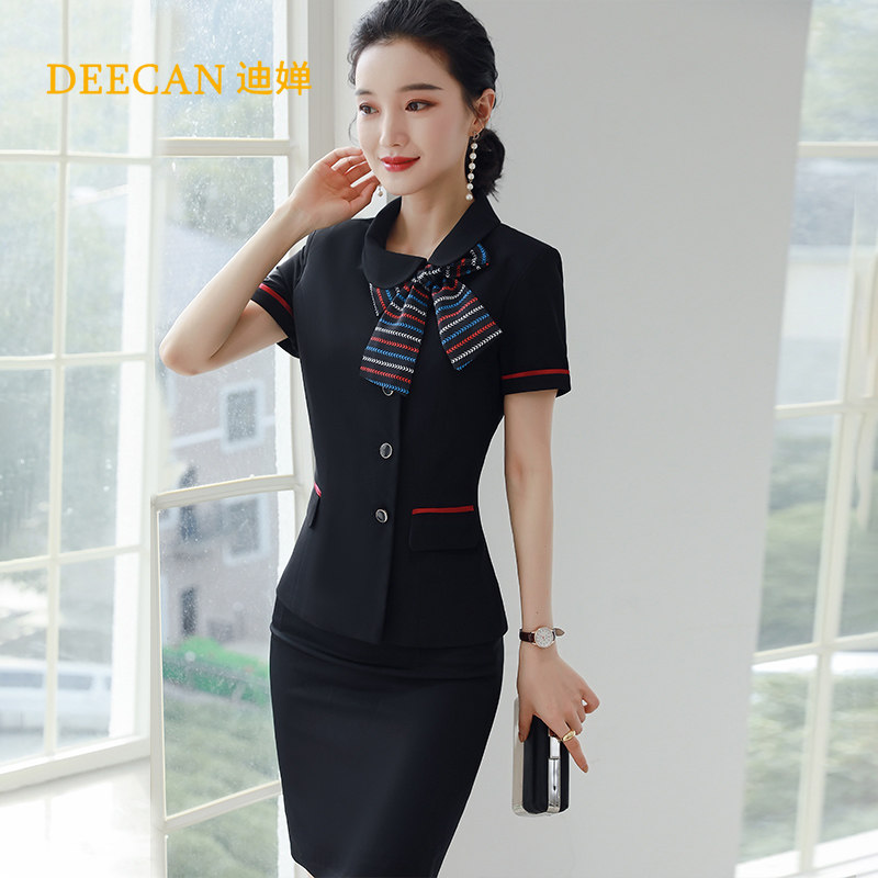 DEECAN goddess fan short-sleeved career suit 2020 new design sense stewardess uniform jewelry store work clothes summer