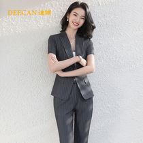 DEECAN High-end Female President Striped Professional Suit 20 Summer Korean Sales Department Hotel Work Suit New