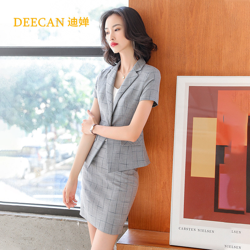 DEECAN high-end female president career suit 2020 new white-collar work sample house display center work clothes suit summer