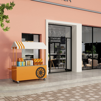 Wrought iron float stall car Night Market Mobile display rack trolley Shopping mall outdoor snack Stainless steel stall car