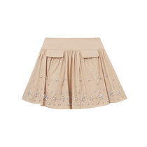 self-portrait 2024 early autumn new khaki sweet diamond workwear pleated skirt short skirt