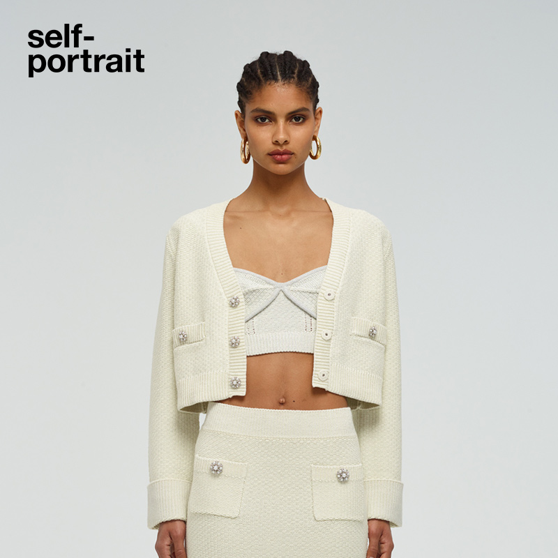 self-portrait brief about 100 hitch gold wind button short knit cardiovert blouses-Taobao