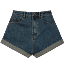 self-portrait denim blue classic black high waist slim versatile denim shorts