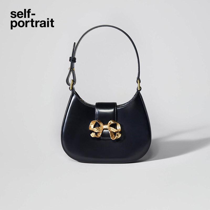 self-portrait 2023 early spring classic black mini bow armpit handbag
