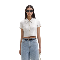 self-portrait 2024 spring and summer new ivory white sequined small fragrance knitted short-sleeved top