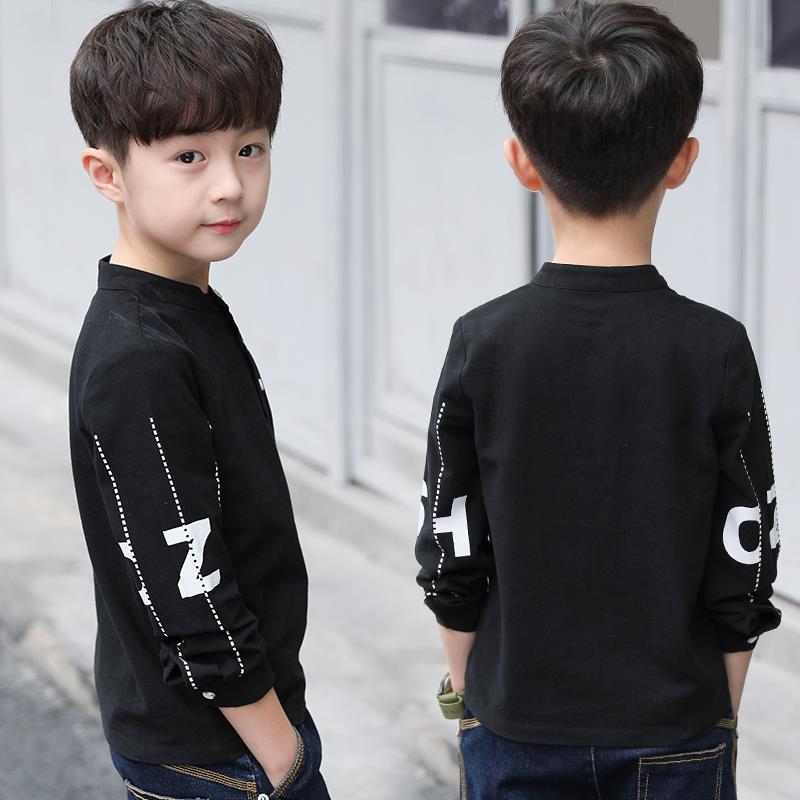 Tide 2019t t-shirt chàng trai trẻ em đồ lót vào mùa thu áo sơ mi áo blouse những đứa trẻ lớn của dài tay mới bông mùa xuân váy.