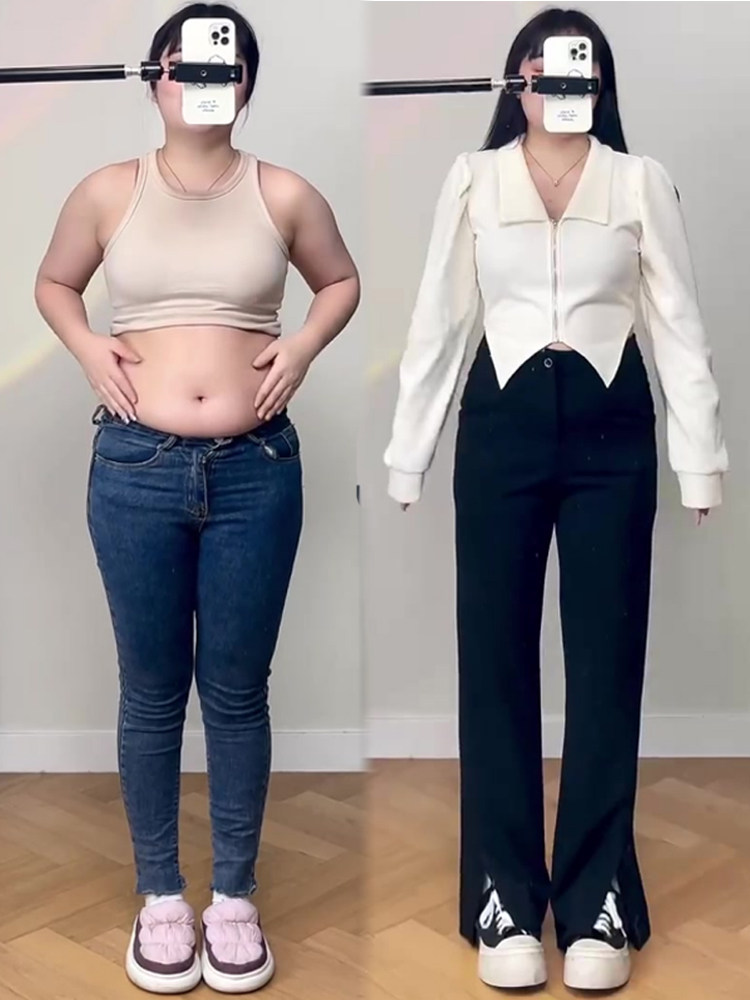 Fat large size female fit mm pear-shaped stature black pants Slim Fit Summer Straight Barrel Open Fork West Dress Pants Women's Covety Thin