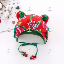 Northeast big flower cloth hat childrens autumn and winter male and female baby 1-3 years old baby super cute Northeast flower hat