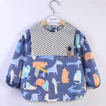 Childrens overalls pure cotton male treasure overalls handsome eating bib autumn and winter thin section long-sleeved male and female baby protective clothing outerwear