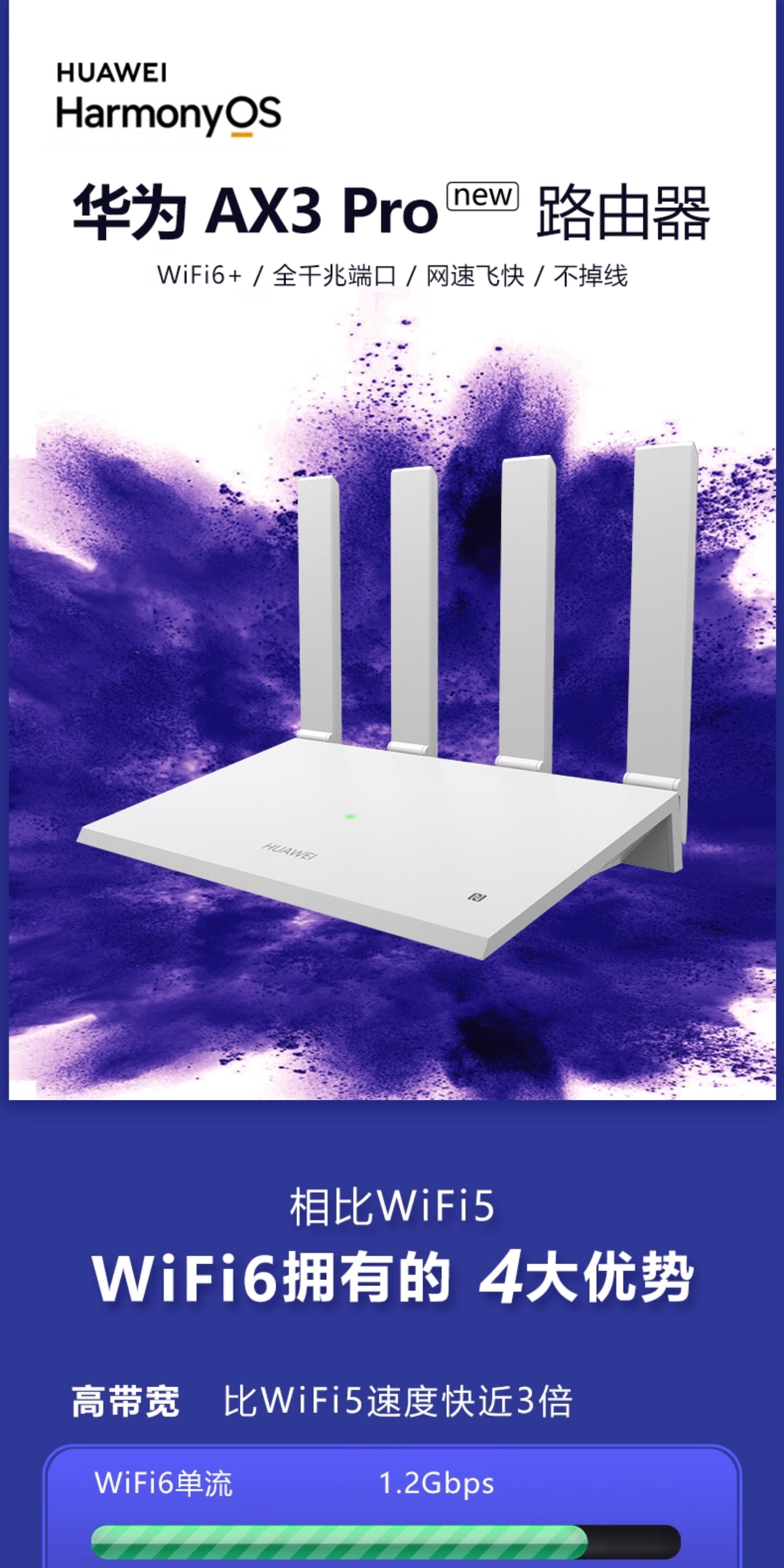 图片[6]-【顺丰当天发】华为WiFi6无线路由器 AX3Pro高配版 家用千兆高速全屋覆盖大户型 全千兆端口wifi穿墙王AX3000-祁梦博客