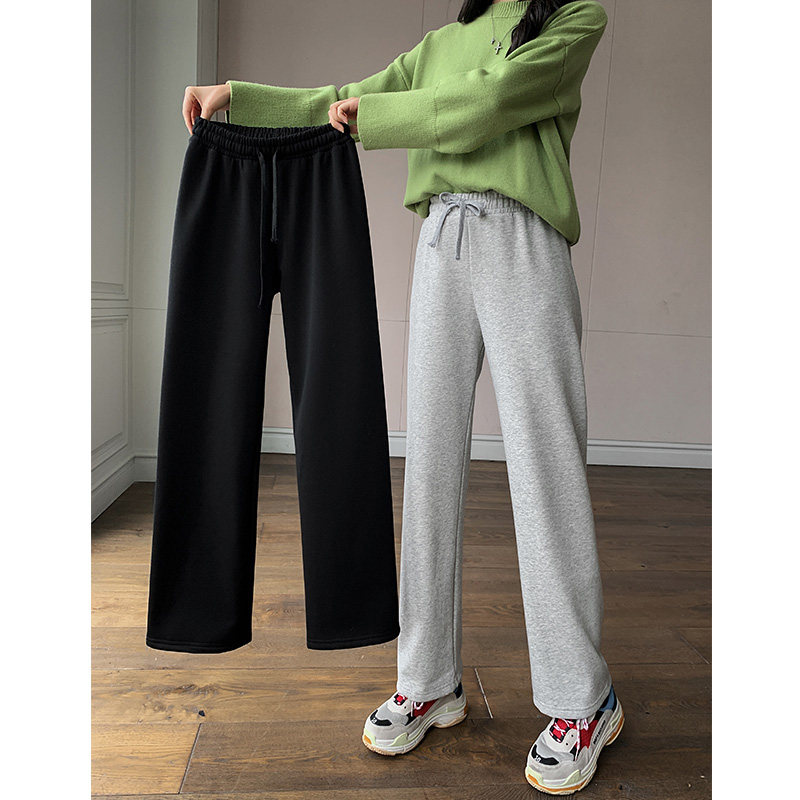 Gush sweatpants woman external wearing autumn winter thickened loose straight cylinder grey sports pants with high waist pituitary and wide leg casual pants