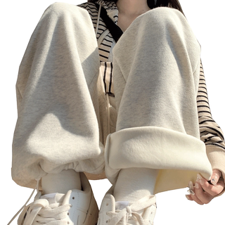 Women's loose fleece sweatpants autumn and winter