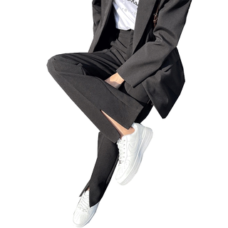 Slit Suit Pants for Women, Loose Straight-Leg, 2025 New Spring and Autumn High-Waisted, Drapey, Casual, Slimming, Split Wide-Leg Pants
