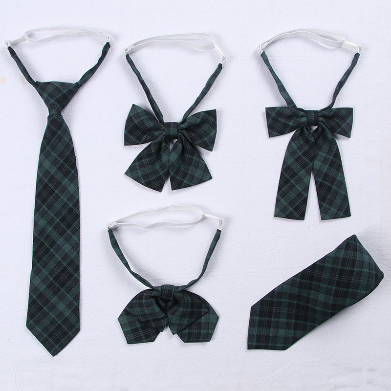 [Seaweed Accessories] Midnight Fantasy Japanese JK Uniform Bow Tie Neck Tie Student Dark Green Plaid Skirt Collar Floral Finished Fabric