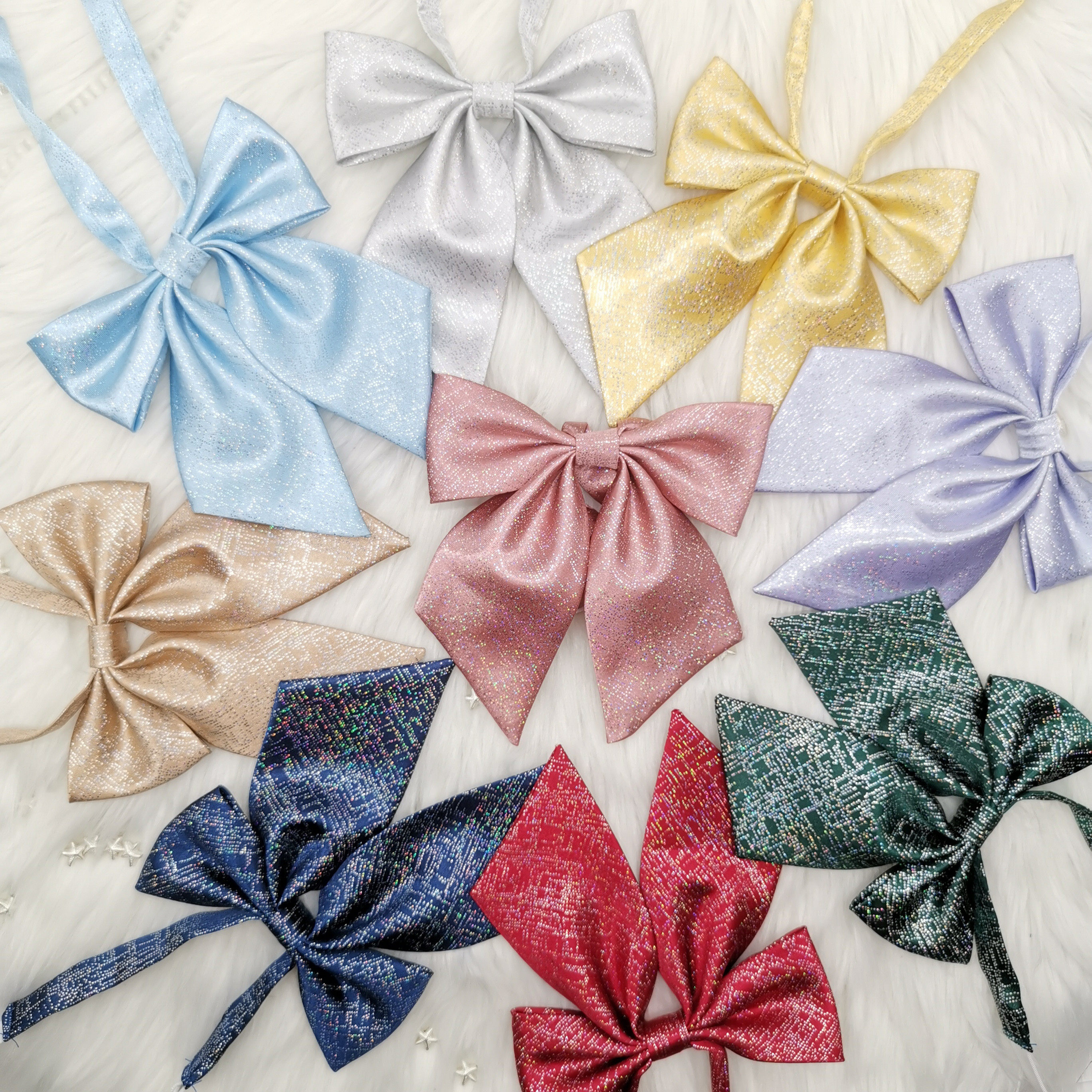 (Bright and shiny feathers) bow tie girls collar flower Japanese college style jk uniform Korean version of the bow for school