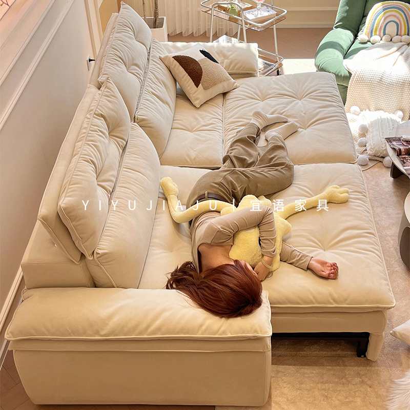 Cream-Style Wall-Mounted Electric Smart Sofa Bed with Dual-Use Multifunctional Remote Control and Retractable Cat Scratch Fabric Sofa