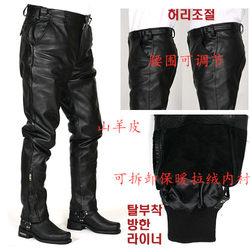 Spot Korean imported Harley Indian men's skin sheepskin riding pants plus velvet ເພື່ອຮັກສາຄວາມອົບອຸ່ນແລະທົນທານຕໍ່ຄວາມເຢັນຂອງກາງເກງລົດຈັກ