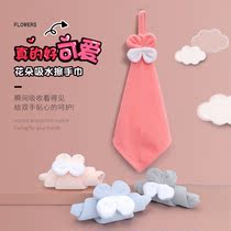 Chunfeng flower hanging absorbent quick-drying coral velvet towel kitchen household children cute handkerchief towel Rag