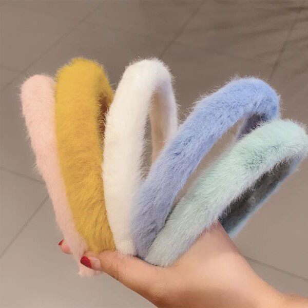 Hairband female net celebrity simple cute girl little love headwear Korean version cream ins imitation fur hair hoop