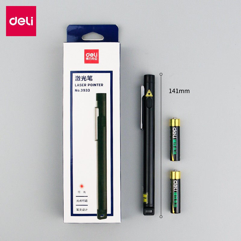 deli 3933 Infrared Whip Pen Flashlight Pen Red Light Laser Light Teaching Pen Black