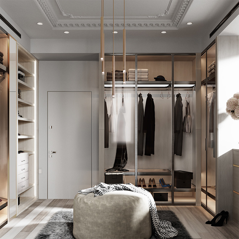 Yage Milan whole house custom wardrobe overall bedroom light luxury cloakroom new Italian minimalist wardrobe custom