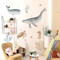Large Whales Ocean Fish Wall Sticker Bathroom Kids Rooms