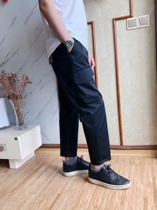 D home 21-year new mens Joker tooling ankle-length pants multi-pocket trousers back waist elastic loose slacks