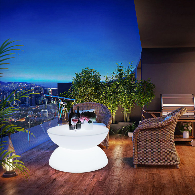 LED light-emitting balcony bar table creative bar high table outdoor light luxury wine table clear bar activity bar table and chairs