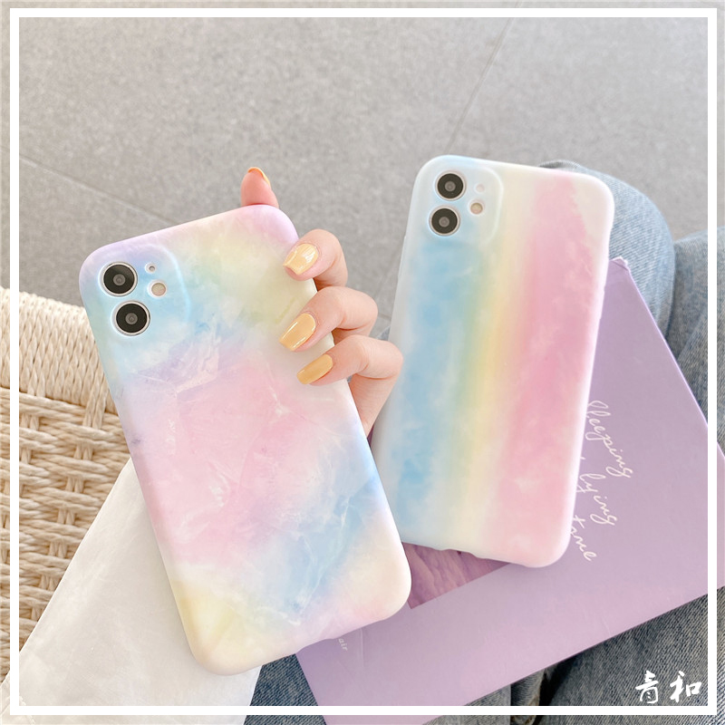 Esdu ins wind dizzy rainbow suitable for 12Pro Max Apple 11 mobile phone protective shell liquid water sticker XSMAX silicone 8plus all-inclusive iPhoneX girlfriends love