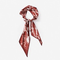 Silk scarf French hairband Autumn thin lazy retro silk scarf womens small long ribbon decorative scarf turban streamer