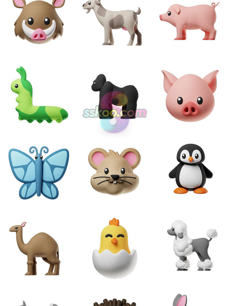 3D立体可爱动物头像emoji小动物Animojis图标icon插画png免扣图片插图5