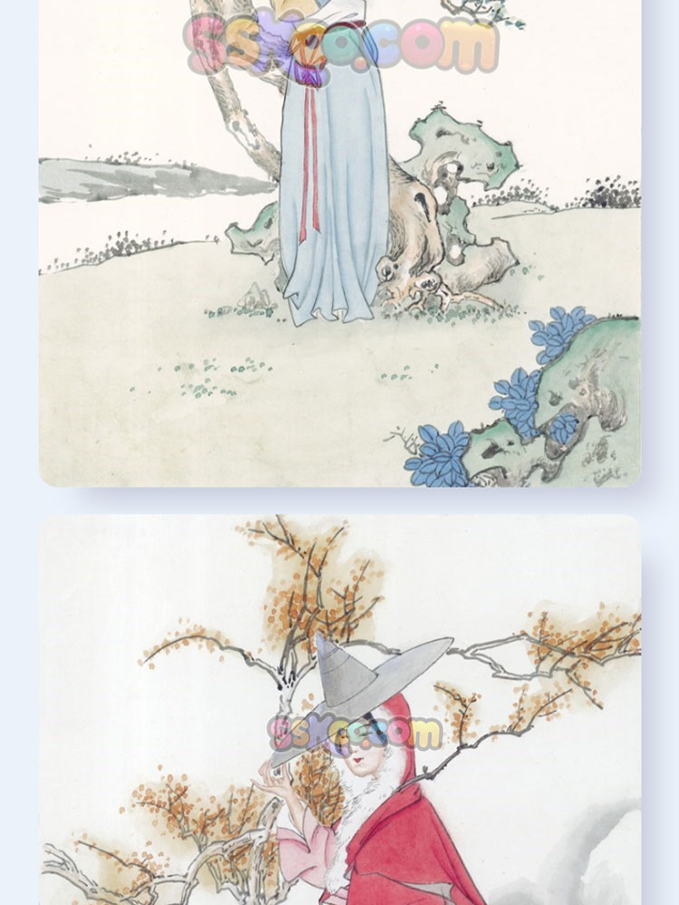 中国古代四大美人嫦娥奔月图片插画插图PNG免扣装饰背景PPT素材插图5