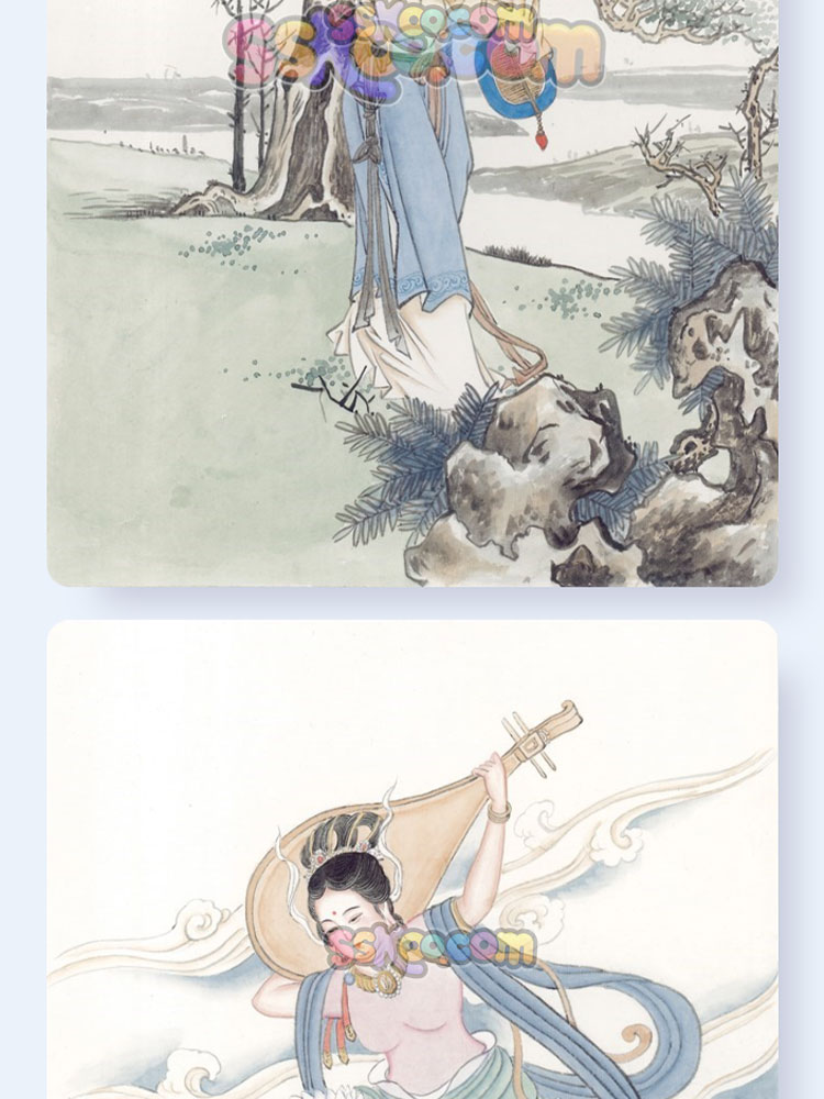 中国古代四大美人嫦娥奔月图片插画插图PNG免扣装饰背景PPT素材插图10