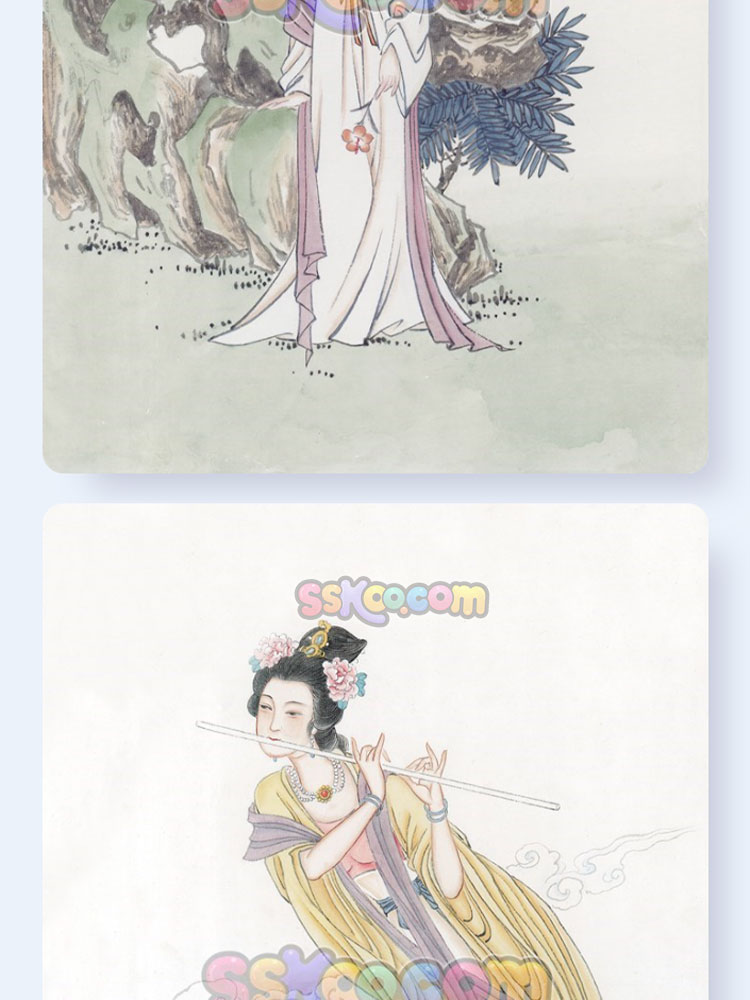 中国古代四大美人嫦娥奔月图片插画插图PNG免扣装饰背景PPT素材插图17