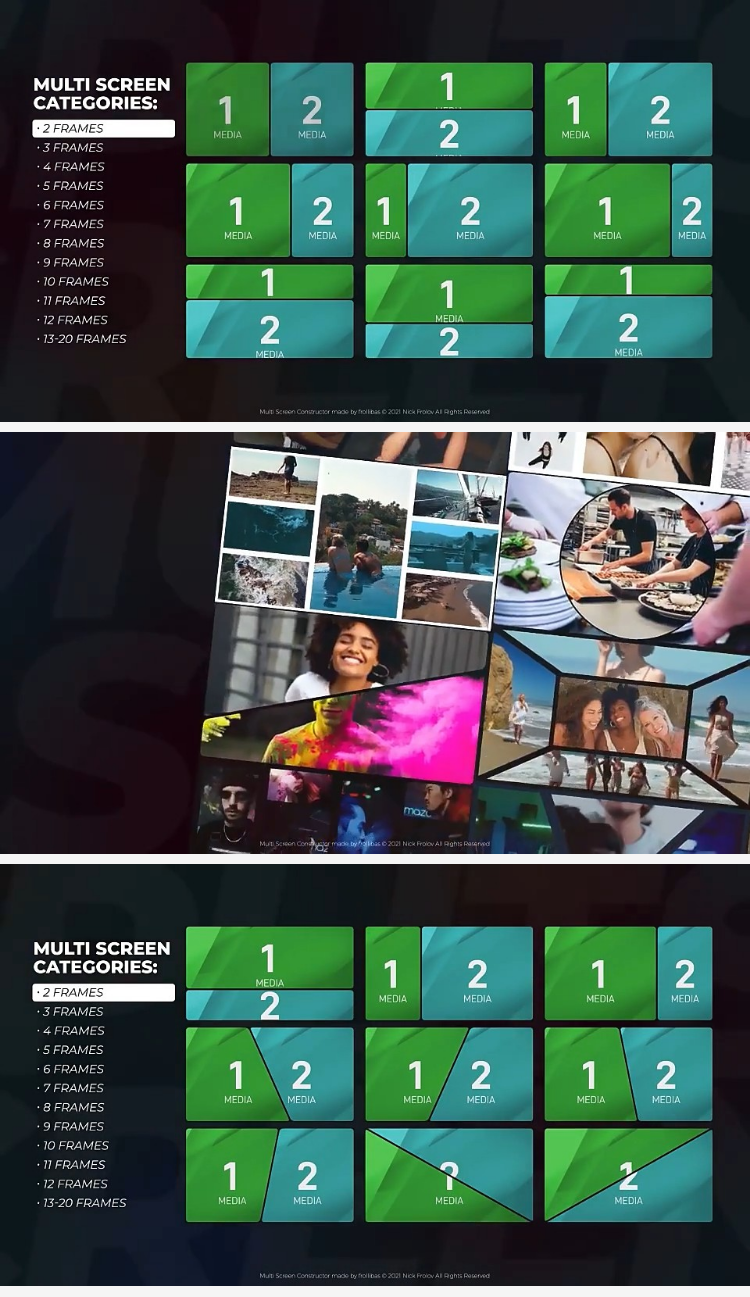 250种高质量动态视频分屏组合分割拼贴效果 Multi Screen AE模板插图5