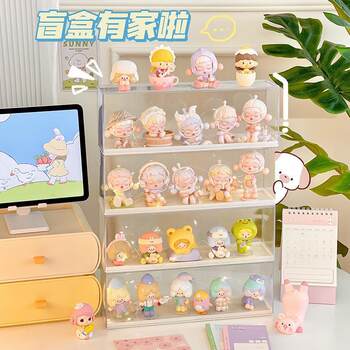 Cartoon cute blind box ins figure multi-layer storage display stand acrylic transparent dust-proof desktop display cabinet