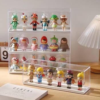 Cartoon cute blind box ins figure multi-layer storage display stand acrylic transparent dust-proof desktop display cabinet
