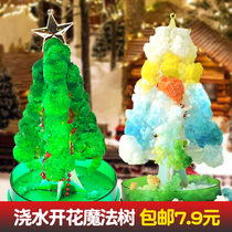 纸树开花七彩浇水结晶魔法圣诞树圣诞节儿童手工diy小玩具礼物