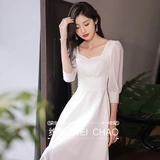 Элитное белое вечернее платье, французский стиль