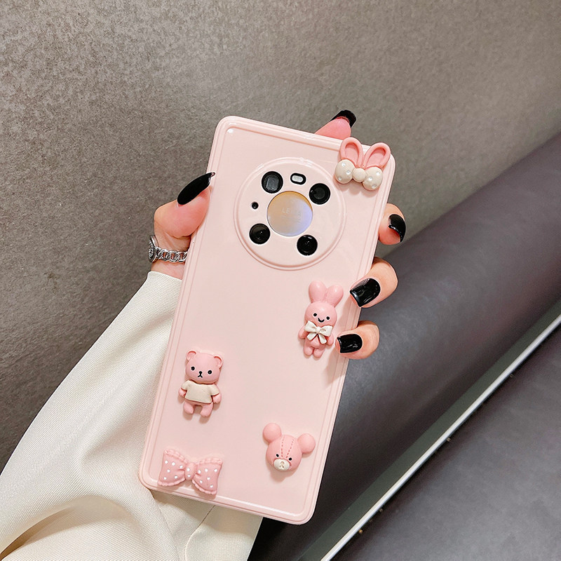 For Huawei Mate40Pro Cell Phone Case Stereoscopic Bow Rabbit Mate30pro Lens All-in-One Shatterproof Cover Mate40 Cartoon 30epro Cute