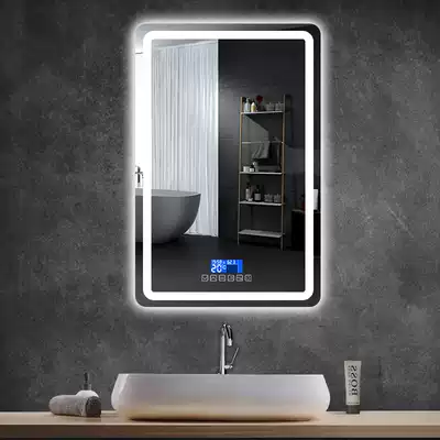 Powder room Bathroom mirror Wall-mounted toilet LED with light anti-fog smart mirror Touch screen Toilet luminous mirror